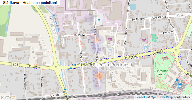 Sládkova - mapa podnikání