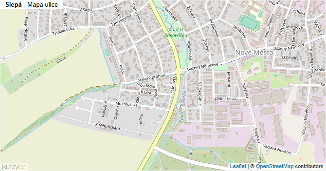 Slepá - mapa ulice