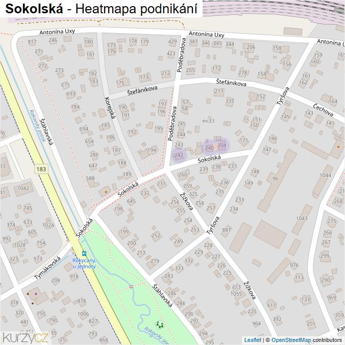Mapa Sokolská - Firmy v ulici.