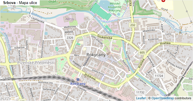 Srbova - mapa ulice