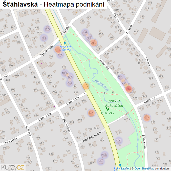 Mapa Šťáhlavská - Firmy v ulici.