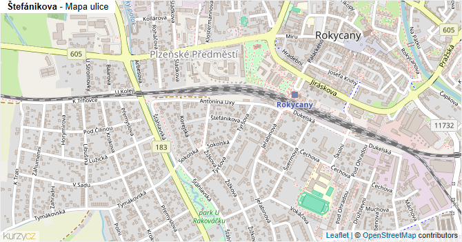 Štefánikova - mapa ulice