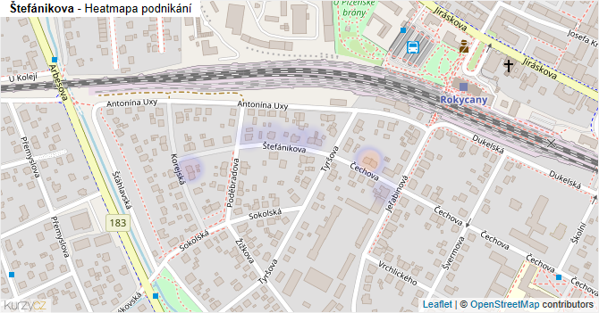 Štefánikova - mapa podnikání