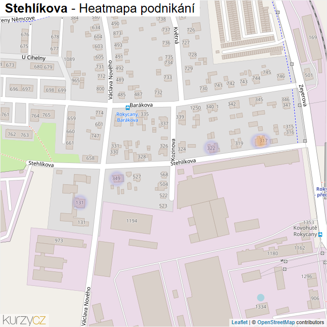 Mapa Stehlíkova - Firmy v ulici.