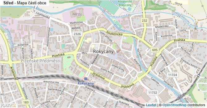 Střed - mapa části obce