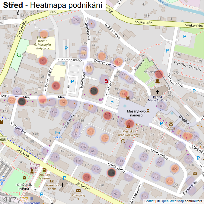 Mapa Střed - Firmy v části obce.
