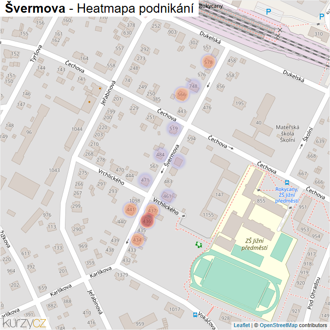 Mapa Švermova - Firmy v ulici.