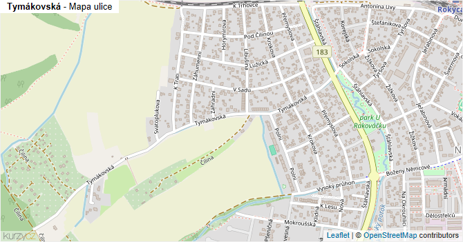 Tymákovská - mapa ulice