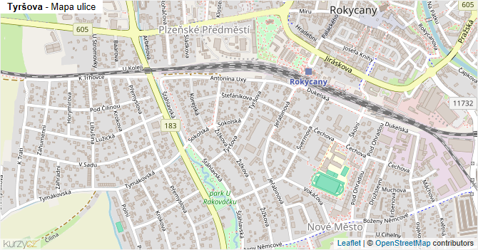 Tyršova - mapa ulice