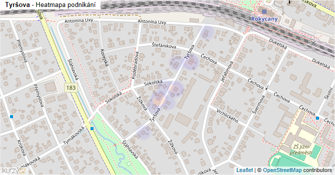 Tyršova - mapa podnikání