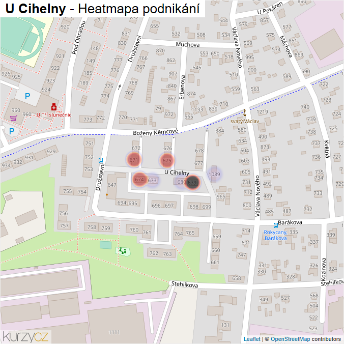Mapa U Cihelny - Firmy v ulici.