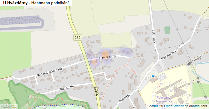 U Hvězdárny - mapa podnikání