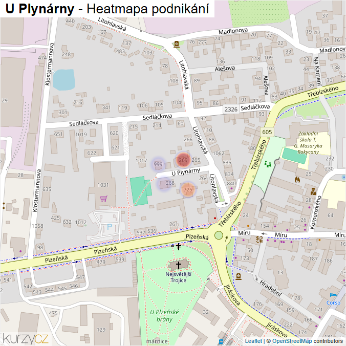 Mapa U Plynárny - Firmy v ulici.