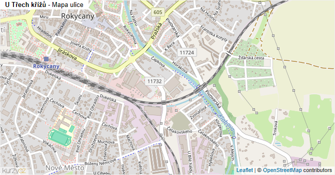 U Třech křížů - mapa ulice