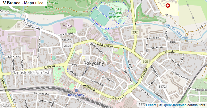 V Brance - mapa ulice