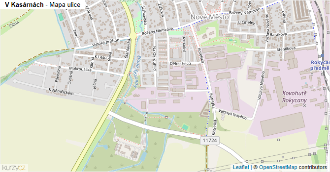 V Kasárnách - mapa ulice