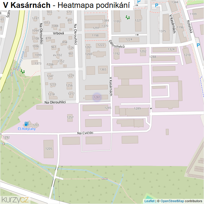 Mapa V Kasárnách - Firmy v ulici.