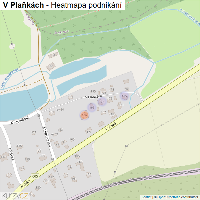 Mapa V Plaňkách - Firmy v ulici.