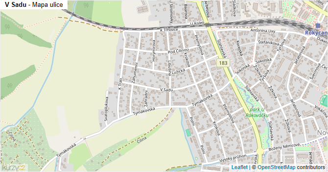 V Sadu - mapa ulice