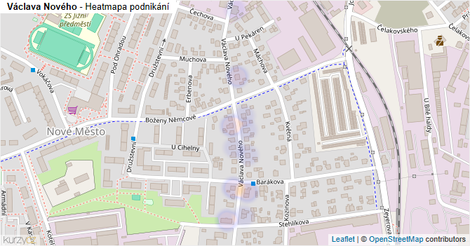 Václava Nového - mapa podnikání
