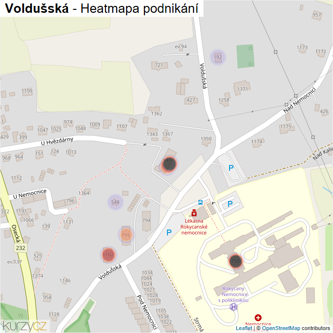 Mapa Voldušská - Firmy v ulici.