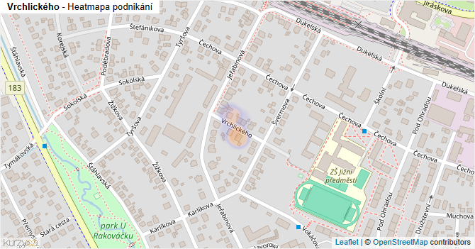 Vrchlického - mapa podnikání