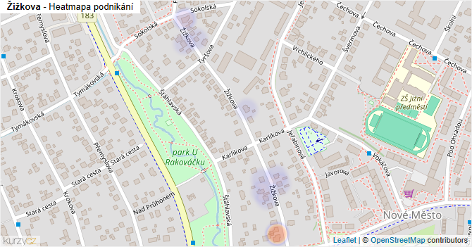 Žižkova - mapa podnikání