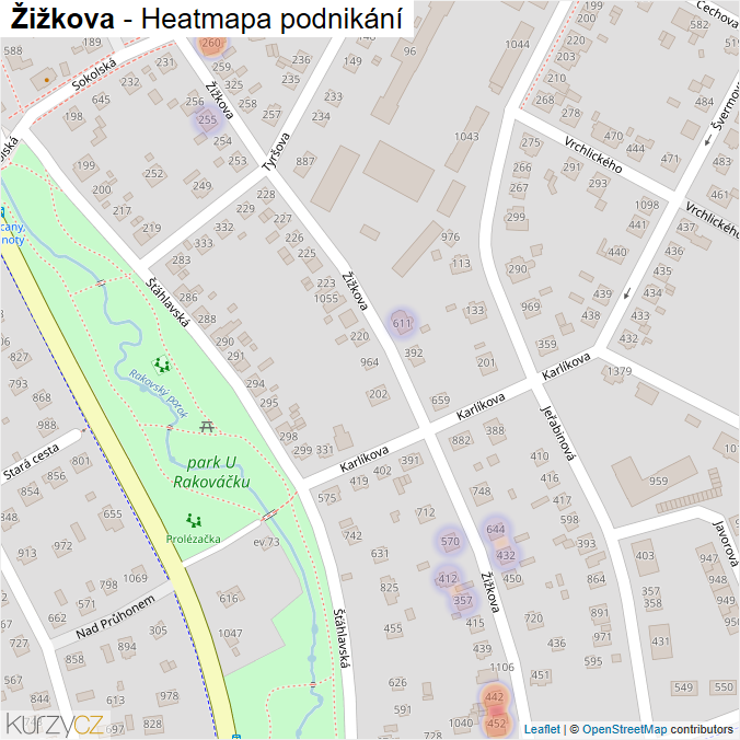 Mapa Žižkova - Firmy v ulici.