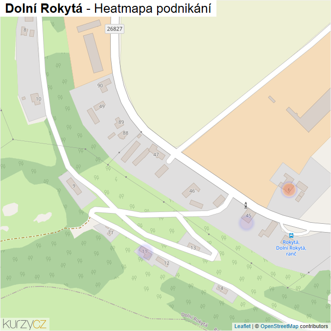 Mapa Dolní Rokytá - Firmy v části obce.