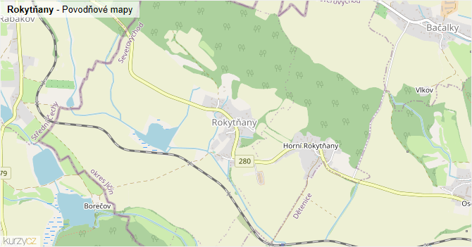 Rokytňany - záplavové mapy stoleté vody