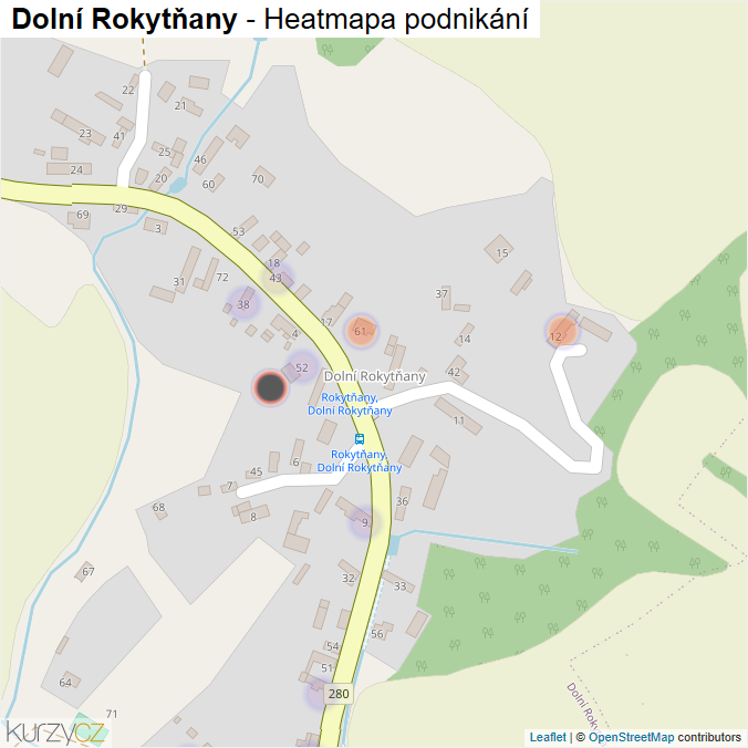 Mapa Dolní Rokytňany - Firmy v části obce.