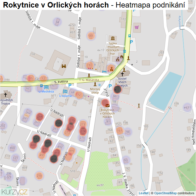 Mapa Rokytnice v Orlických horách - Firmy v obci.