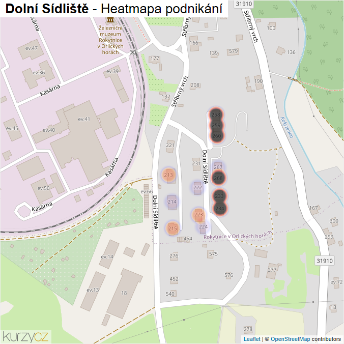 Mapa Dolní Sídliště - Firmy v ulici.