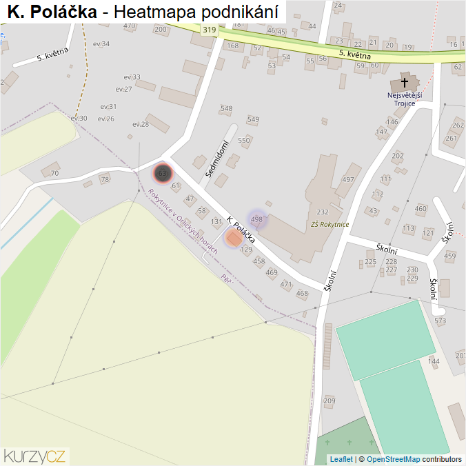 Mapa K. Poláčka - Firmy v ulici.