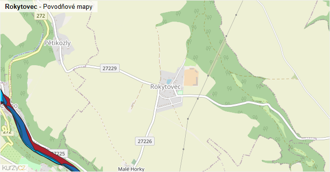 Rokytovec - záplavové mapy stoleté vody