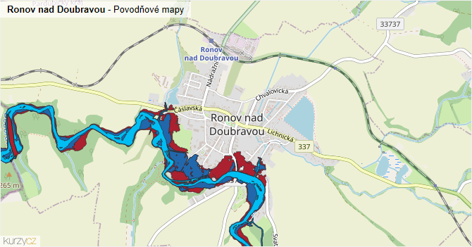 Ronov nad Doubravou - záplavové mapy stoleté vody