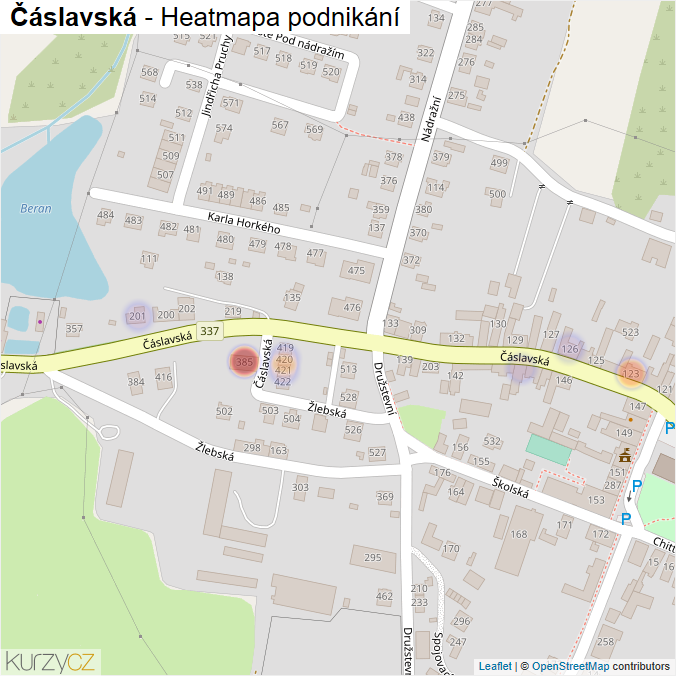 Mapa Čáslavská - Firmy v ulici.