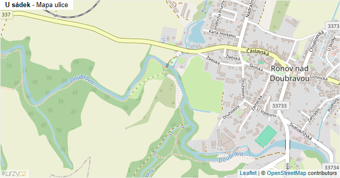 U sádek - mapa ulice