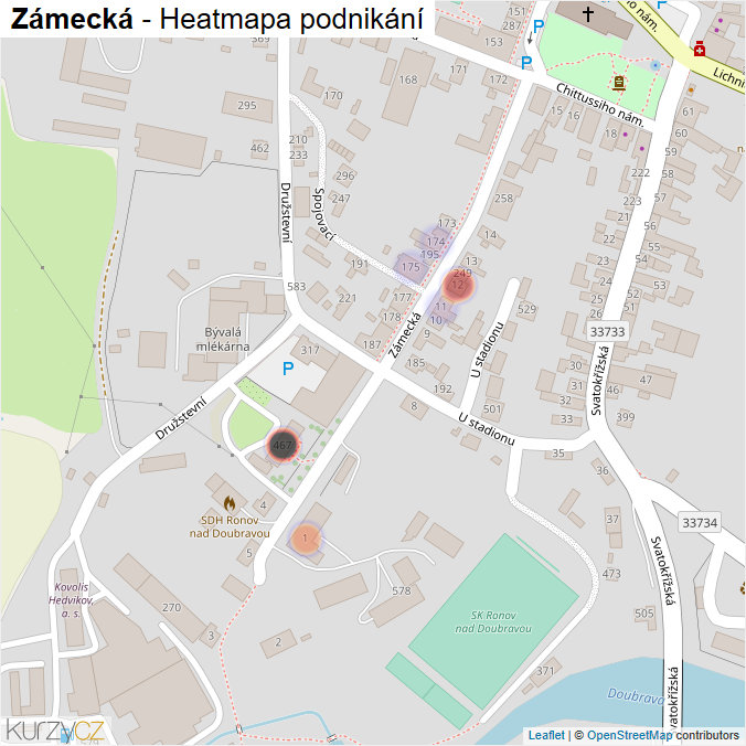 Mapa Zámecká - Firmy v ulici.