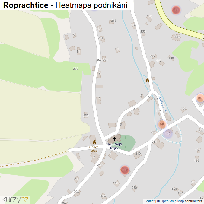 Mapa Roprachtice - Firmy v části obce.