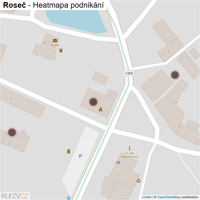 Mapa Roseč - Firmy v obci.