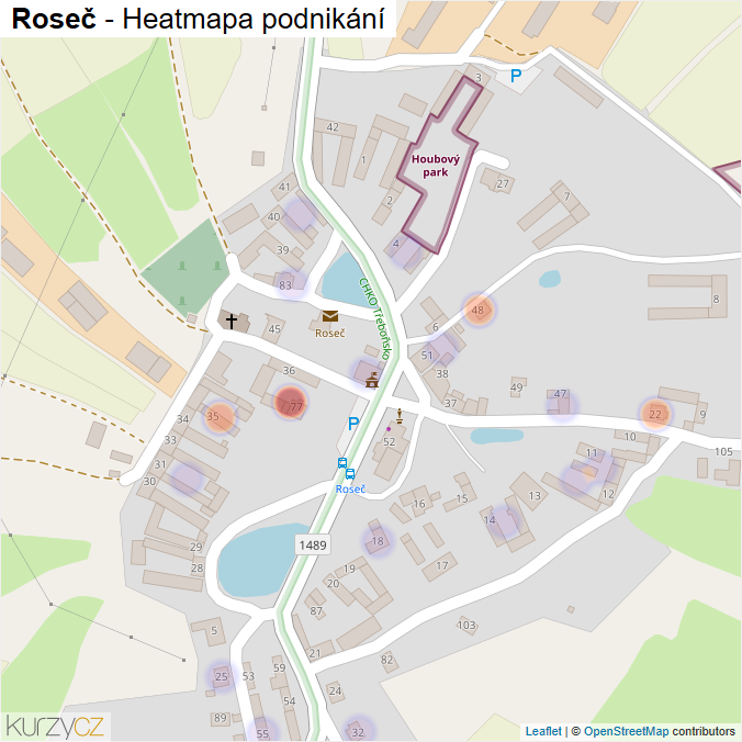 Mapa Roseč - Firmy v části obce.