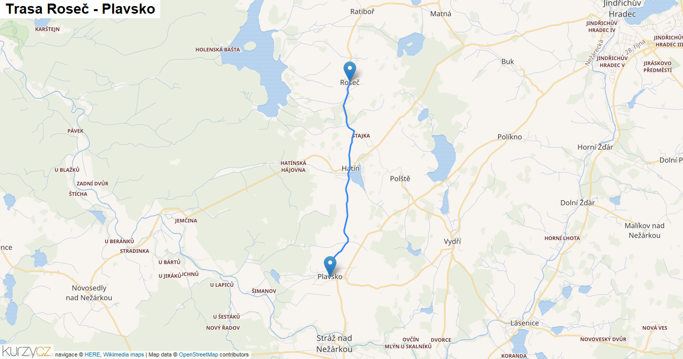 Roseč-Plavsko, mapa trasy