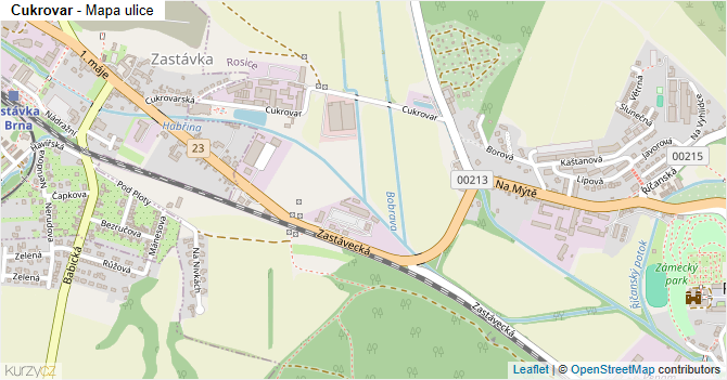 Cukrovar - mapa ulice