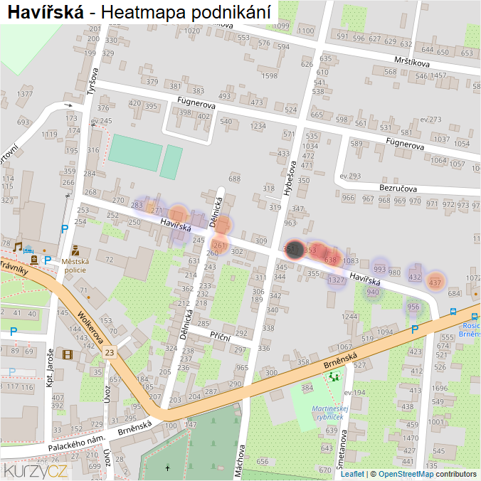 Mapa Havířská - Firmy v ulici.
