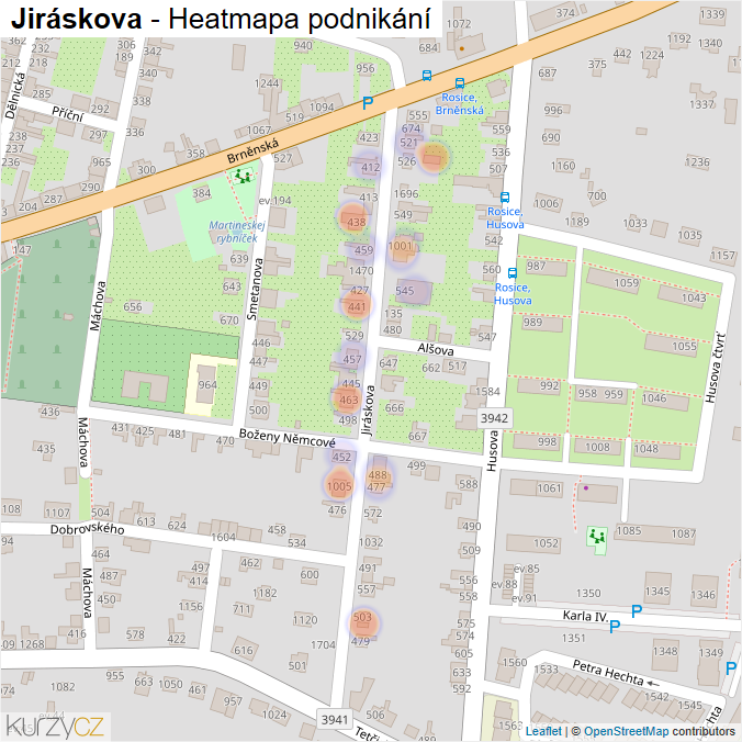 Mapa Jiráskova - Firmy v ulici.