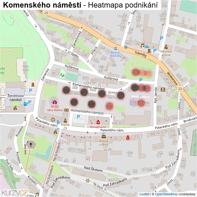 Mapa Komenského náměstí - Firmy v ulici.