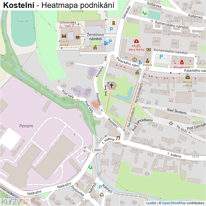 Mapa Kostelní - Firmy v ulici.