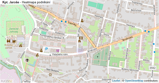 Kpt. Jaroše - mapa podnikání
