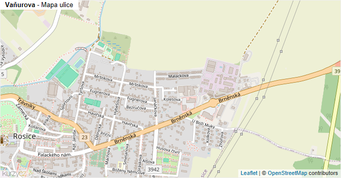 Vaňurova - mapa ulice